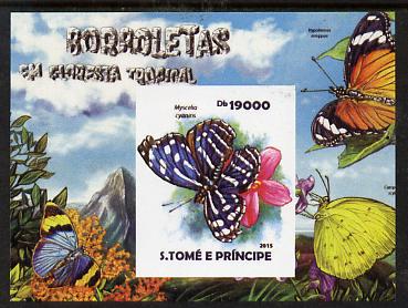 St Thomas & Prince Islands 2015 Butterflies #1 imperf deluxe m/sheet unmounted mint. Note this item is privately produced and is offered purely on its thematic appeal