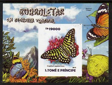 St Thomas & Prince Islands 2015 Butterflies #3 imperf deluxe m/sheet unmounted mint. Note this item is privately produced and is offered purely on its thematic appeal