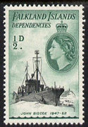 Falkland Islands Dependencies 1954-62 Ships 1/2d John Biscoe the scarce De La Rue printing unmounted mint, SG G26a