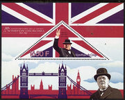 Congo 2015 50th Death Anniversary of Winston Churchill perf deluxe sheet containing one triangular stamp unmounted mint