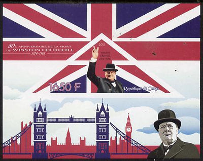 Congo 2015 50th Death Anniversary of Winston Churchill imerf deluxe sheet containing one triangular stamp unmounted mint
