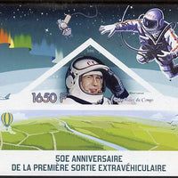 Congo 2015 50th Anniversary of First Space Walk imperf deluxe sheet containing one triangular stamp unmounted mint