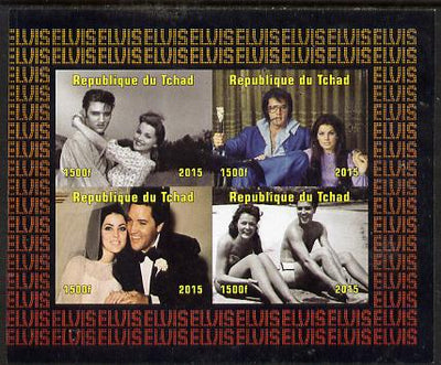 Chad 2015 Elvis Presley #8 imperf sheetlet containing 4 values unmounted mint. Note this item is privately produced and is offered purely on its thematic appeal. .