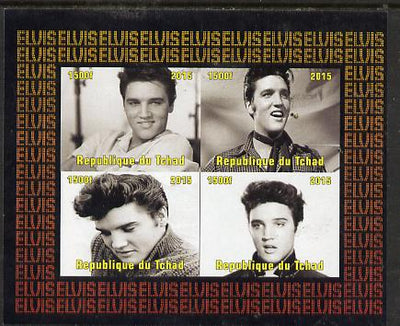 Chad 2015 Elvis Presley #9 imperf sheetlet containing 4 values unmounted mint. Note this item is privately produced and is offered purely on its thematic appeal. .