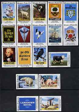 Match Box Labels - complete set of 18 Wessex Taverns, superb unused condition (Cornish Match Co)