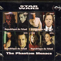 Chad 2015 Star Wars - The Phantom Menace perf sheetlet containing 4 values unmounted mint. Note this item is privately produced and is offered purely on its thematic appeal. .