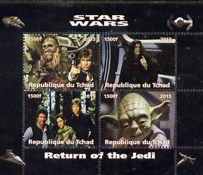 Chad 2015 Star Wars - Return of the Jedi perf sheetlet containing 4 values unmounted mint. Note this item is privately produced and is offered purely on its thematic appeal. .