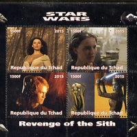 Chad 2015 Star Wars - Revenge of the Sith perf sheetlet containing 4 values unmounted mint. Note this item is privately produced and is offered purely on its thematic appeal. .