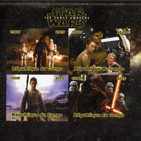 Congo 2015 Star Wars - The Force Awakens #1 imperf sheetlet containing 4 values unmounted mint. Note this item is privately produced and is offered purely on its thematic appeal