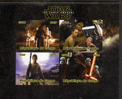 Congo 2015 Star Wars - The Force Awakens #1 imperf sheetlet containing 4 values unmounted mint. Note this item is privately produced and is offered purely on its thematic appeal