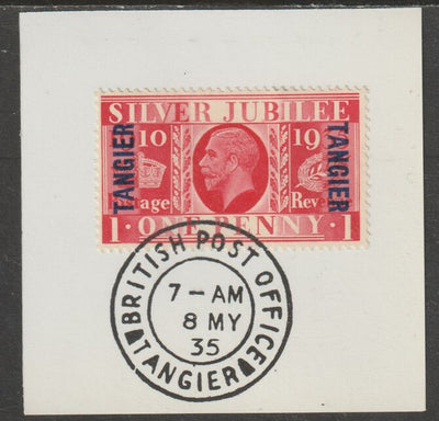 Morocco Agencies - Tangier 1935 KG5 Silver Jubilee 1d on piece with full strike of Madame Joseph forged postmark type 84