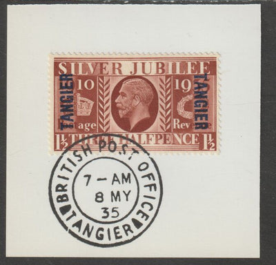 Morocco Agencies - Tangier 1935 KG5 Silver Jubilee 1.5d on piece with full strike of Madame Joseph forged postmark type 84