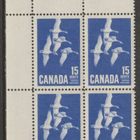 Canada 1963 Geese 15c imprint Plate block of 4 (Plate No. 2) from NW corner of sheet unmounted mint SG 539