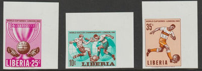 Liberia 1966 Football World Cup imperf,set of 3 from limited printing unmounted mint as SG 940-42