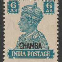 Indian States - Chamba 1942-47 KG6 6a turquoise-green unmounted mint SG 117