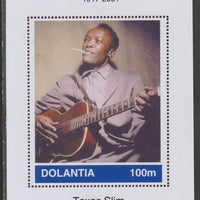 Dolantia (Fantasy) John Lee Hooker imperf deluxe sheetlet on glossy card (75 x 103 mm) unmounted mint