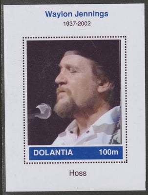 Dolantia (Fantasy) Waylon Jennings imperf deluxe sheetlet on glossy card (75 x 103 mm) unmounted mint