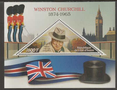 Ivory Coast 2016,Churchill Commemoration perf deluxe sheet containing one triangular value unmounted mint