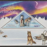 Ivory Coast 2016,Sled Dogs perf deluxe sheet containing one triangular value unmounted mint