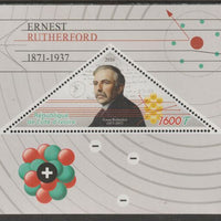 Ivory Coast 2016,Ernest Rutherford Commemoration perf deluxe sheet containing one triangular value unmounted mint
