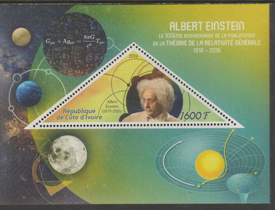 Ivory Coast 2016,Centenary of Einstein's Theory of Relativity perf deluxe sheet containing one triangular value unmounted mint