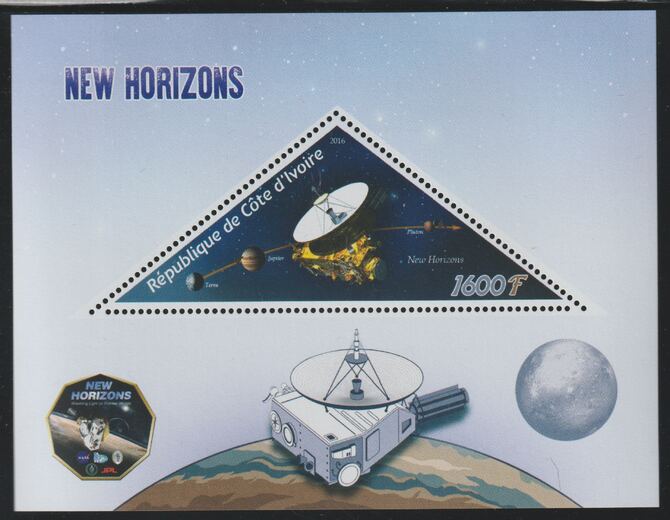 Ivory Coast 2016 Future Space Missions perf deluxe sheet containing one triangular value unmounted mint