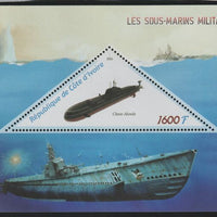 Ivory Coast 2016 Submarines perf deluxe sheet containing one triangular value unmounted mint