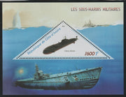 Ivory Coast 2016 Submarines perf deluxe sheet containing one triangular value unmounted mint