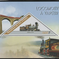 Ivory Coast 2016 Steam Locomotives perf deluxe sheet containing one triangular value unmounted mint