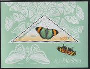 Ivory Coast 2016 Butterflies perf deluxe sheet containing one triangular value unmounted mint