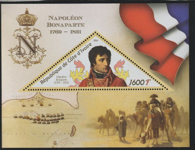 Ivory Coast 2016 Napoleon Bonaparte perf deluxe sheet containing one triangular value unmounted mint