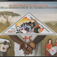 Ivory Coast 2016 Red Cross perf deluxe sheet containing one triangular value unmounted mint