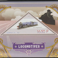 Congo 2015 Locomotives perf deluxe sheet containing one triangular value unmounted mint