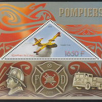 Congo 2015 Fire Fighting perf deluxe sheet containing one triangular value unmounted mint