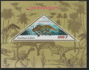 Benin 2015 Dinosaurs perf deluxe sheet containing one triangular value unmounted mint