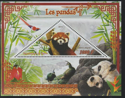 Benin 2015 Pandas perf deluxe sheet containing one triangular value unmounted mint