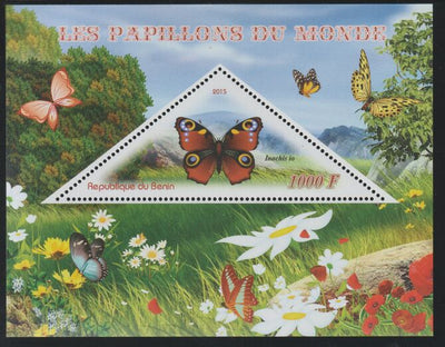 Benin 2015 Butterflies perf deluxe sheet containing one triangular value unmounted mint