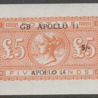 Cinderella - Great Britain 5s on £5 orange (facsimile) overprinted Apollo 11 - Apollo 14 unmounted mint