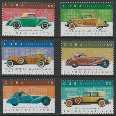 Cuba 2016 Cars of the 1930's perf set of 6 unmounted mint