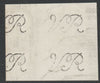 Cinderella - Watermark proof of VR in block wth 4 part impressions on thin card from Dandy Rollers, ex De La Rue atchive