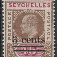 Seychelles 1903 KE7 surcharged 3c on 45s unmounted mint SG 59
