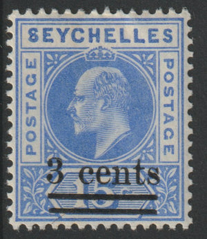 Seychelles 1903 KE7 surcharged 3c on 15s unmounted mint SG 57