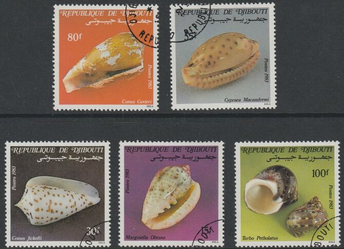 Djibouti 19843 Shells perf set of 5 fine cds used SG 893-7