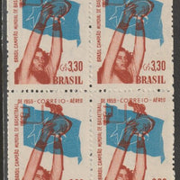Brazil 1959 Basketball Championships 3c30 block of 4, one stamp with 1958 error unmounted mint, SG 1003var