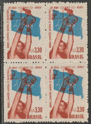 Brazil 1959 Basketball Championships 3c30 block of 4, one stamp with 1958 error unmounted mint, SG 1003var