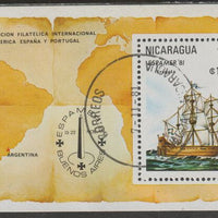 Nicaragua 1981 Sailing Ships - Espans Stamp Exhibition m/sheet fine cds used, SG MS2303