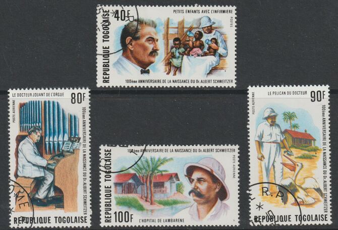 Togo 1975 Birth Centenary of Albert Schweitzer perf set of 4 fine cds used, SG 1096-99