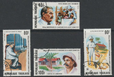 Togo 1975 Birth Centenary of Albert Schweitzer perf set of 4 fine cds used, SG 1096-99