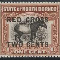North Borne 1918 Red Cross opt on 1c Tapir,+ 2c unmounted mint SG 214
