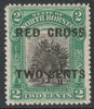 North Borne 1918 Red Cross opt on 2c Travellers Tree,+ 2c unmounted mint SG 215